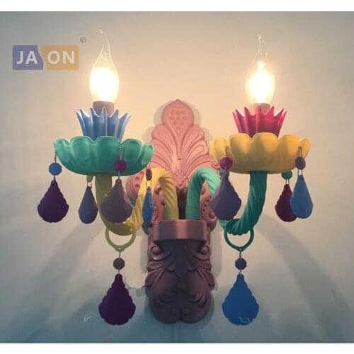 Led e14 Nordic Iron Glass Crystal Colorized LED Lamp LED Light Wall lamp Wall Light Wall Sconce For Kids Room kindergarten
