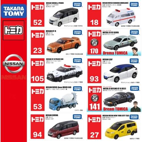Takara Tomy TOMICA Nissan Series GTR NOTE NV200 X-trail MARCH Serena Skyline Gt-r Fair LadyZ Roadstar Nv350 LEAF Diecast Car Toy