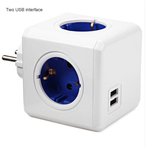 Smart Home Power Cube Socket 2 Round Pin EU Smart Plug 2 USB Fast Ports Adapter Power Strip 1.5M Extension Cable Socket For Home