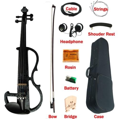 Advanced Electric Art Violin Black Colored Solid Wood Ebony Fittings Violino 4/4 Music Instruments w/ with Case Bow rosin string