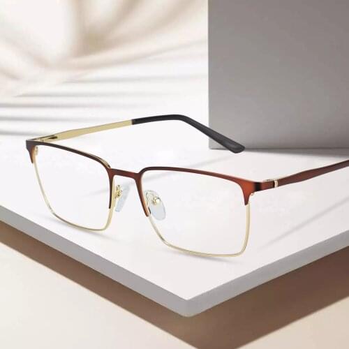 ZENOTTIC Half-rim Glasses Frame Anti-Blue Ray Optical Myopia Hyperopia lenses Men Women Square Prescription Eyeglasses