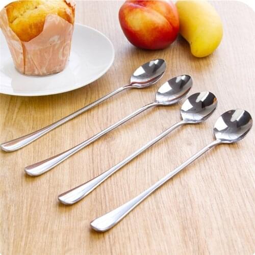 1Pcs Stainless Steel Coffee Spoon Long Handle Ice Cream Dessert Tea Spoon For Picnic Drinkware Tableware Kitchen Accessories