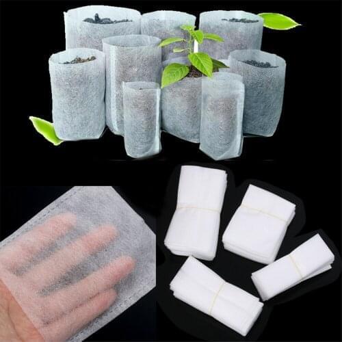 100pcs Biodegradable Non-Woven Nursery Bags Plant Grow Bag Pouch Pots
