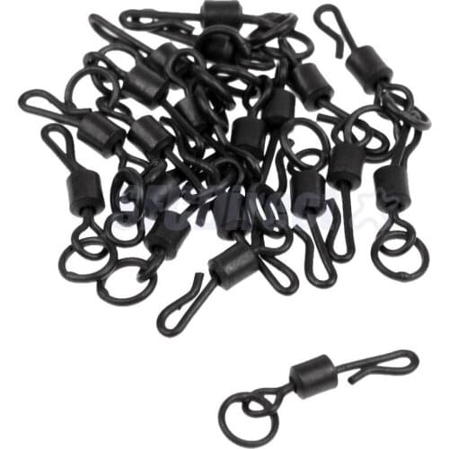 20Pcs Matte Black Fishing Swivels 8# Flexible Rings Q-Shaped Quick Change Swivels for Carp Rigs Safety Clip