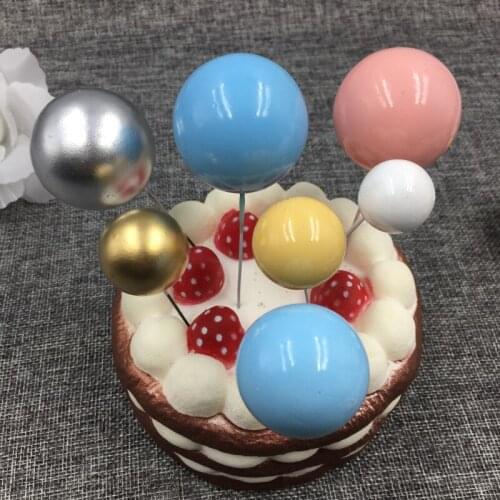5pcs Colorful Ball Cake Topper Happy Birthday Cupcake Topper Cake Decorations Diy Wedding Ball Party Decor Supplies Baby Shower