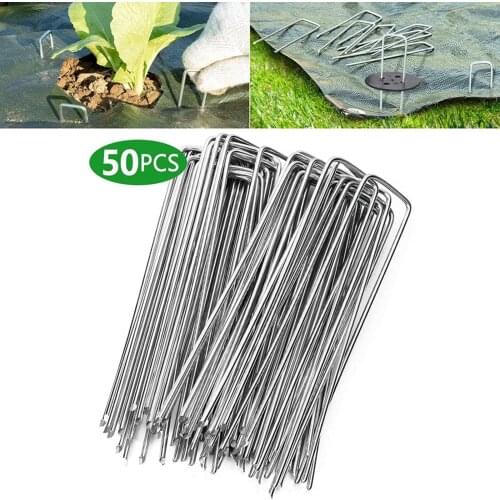 50pcs U-Shaped Fixing Nail Galvanized Steel Garden Pile Turf Nails For Fixing Weed Fabric Landscape Mesh Net