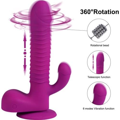 Wireless Remote Control 360 Degrees Rotation Vibrator Telescopic Vibrating G Spot Clitoris Stimulator Adult Toy for Women