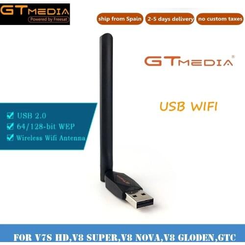 GTmedia Mini Wireless USB WiFi Adapter 150 Mbps WiFi Dongle USB 2.0, Network Adapter with 5dBi Antenna for PC/Desktop/Laptop/Mac