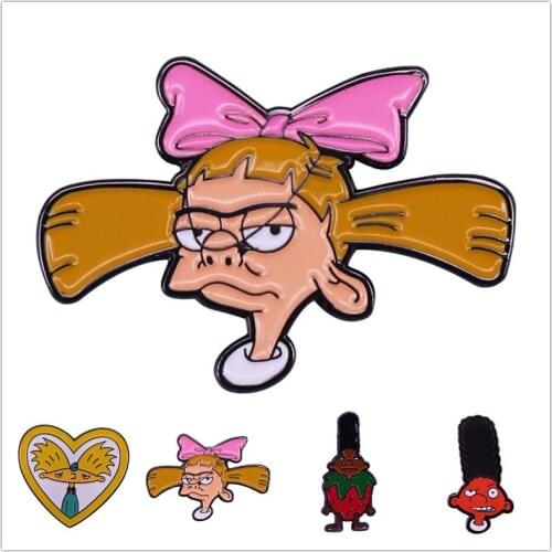 HOSENG Frowning Geralds 90s Retro Cartoon Comedy Animation Brooch Backpack Lapel Badge Alloy Jewelry Enamel Pin Gift HS_421