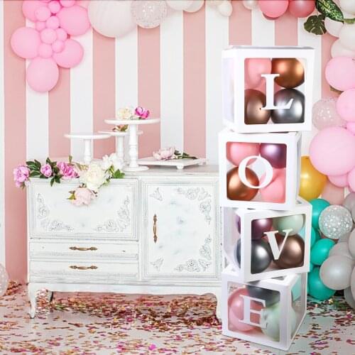 Baby Shower 30cm Box Transparent Box Baby Shower Boy Girl Wedding 1st Birthday Party Decoration Kids BabyShower Balloon Box