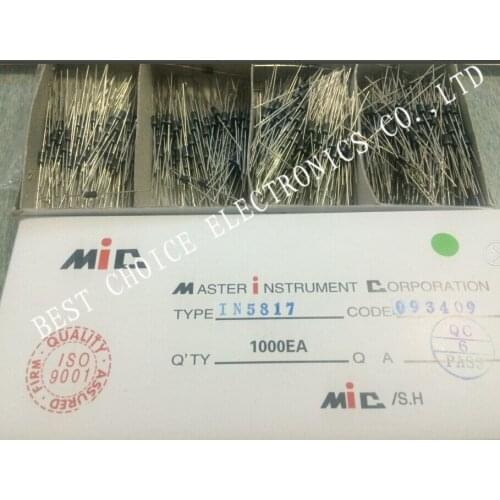 1000PCS IN5817 DO-41 1A 20V SCHOTTKY DIODE 1N5817