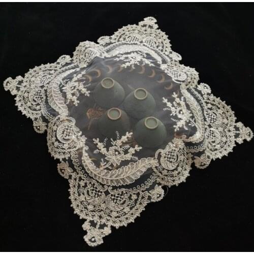 European Neoclassical Lace Embroidered Square Table Mat Bedroom Balcony Study Office Wall Cabinet Cover Cloth Christmas Decor
