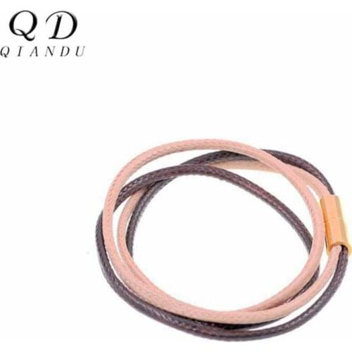 Qian Du handmade leather rope stainless steel magnetic buckle 2019 simple and fashionable unisex rope gift jewelry