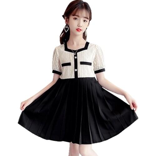 Summer Dresses For Girls Patchwork Party Dress For Kids Girl Lace Kids Dress Teenage Clothes For Girls