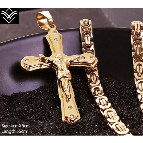 Fashion Hiphop Punk Classic Religious Jesus Cross Necklace Pendant Hot Sale