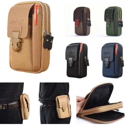 Male Casual Zipper Men Waist Bags Small Solid Color Card Holder 4 inch Phone Packs Belt Fanny Purse