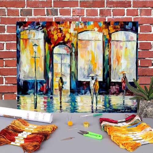 Night Cafe Pre-Printed 11CT Cross Stitch Complete Kit DIY Embroidery DMC Threads Painting Craft Handicraft Hobby Home Magic