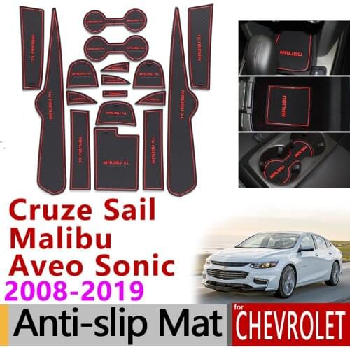 Anti-Slip Rubber Gate Slot Cup Mat for Chevrolet Cruze Sail Aveo Sonic Malibu 2013 2014 2015 2016 2017 2018 Accessories Stickers