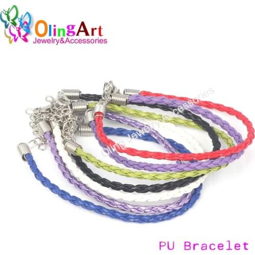 OlingArt 6pcs 3mm PU braid leather cord fitting DIY wholesale women earrings Bracelet choker necklace cords jewelry making 2019
