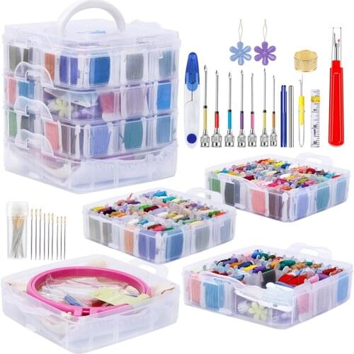MIUSIE Magic Embroidery Punch Needle Hoop Starter Kit Stitching Knitting Floss Cross Stitch Threads DIY Sewing Accessories