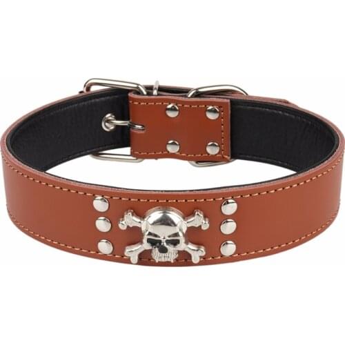 PipiFren Genuine leather Spiked Big Dogs Collars Pets Supplies For Belt A Large Dog Necklace Collar Leather collier chien cuir