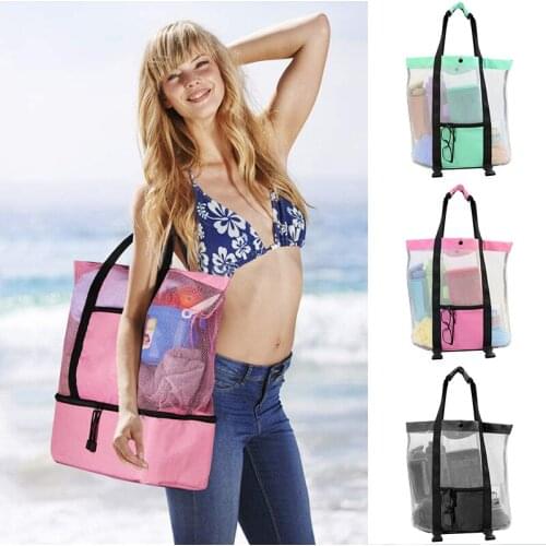2020 2 in 1 Beach Bag Oversized Lightweight Mesh Beach Tote Bag Summer Storage Travel For Outdoor Beach
