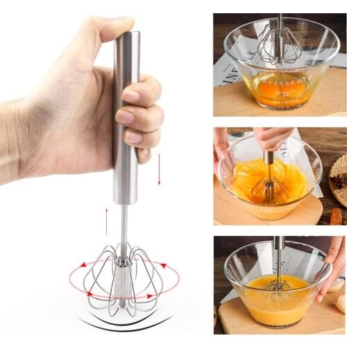 Semi-automatic Mixer Egg Beater Manual Self Turning Stainless Steel Whisk Hand Blender Egg Cream Stirring Kitchen Tools Gadgets