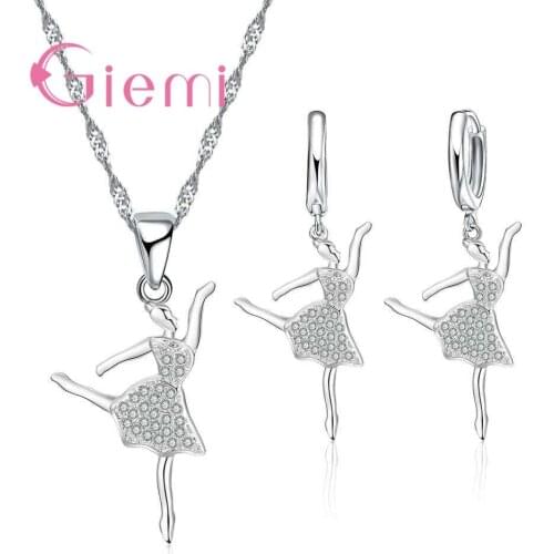 Popular 925 Sterling Silver Necklace Pendant & Earring Sets Cubic Zircon Women Jewelry for Women Wedding Engagement Party