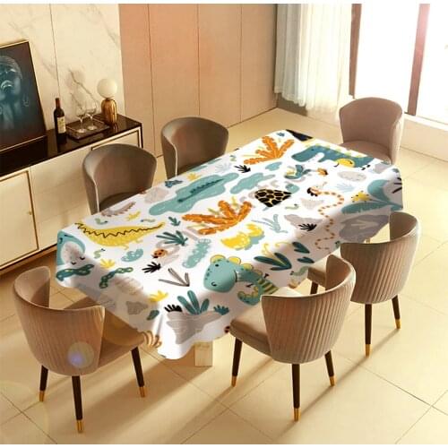 Lovely All Kinds Of Dinosaur Animals In The World Barbecue Picnic Home Party Table Cloth