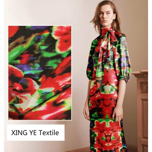 Silk Double Joe Printed Fabric Spring Summer Cloth Fabrics by the Meter Clothing Female Skirt Dresses Tops for Sewing