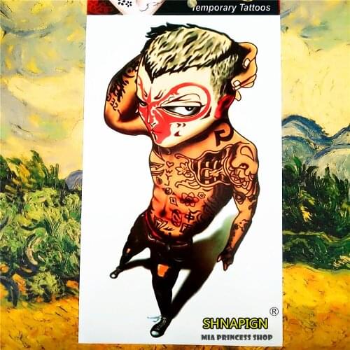 SHNAPIGN Comedian Temporary Tattoo Body Art, 12*20cm Flash Tattoo Stickers, Waterproof Fake Tatoo Henna Tatto Wall Sticker