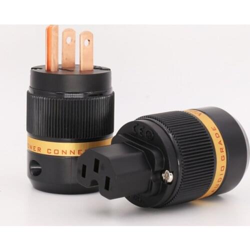 Pair Viborg VM501+VF501 Red copper US Power cord plug hifi American Power Connector Japan Power Plug IEC Audio Plug HIFI