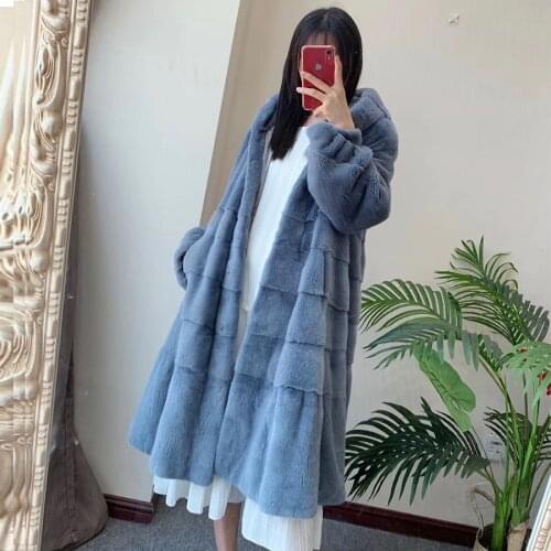 100%Natuarl Mink Fur Coat Women Winter Warm Thick Jacket long style full pelt Luxurious Imported Mink Fur Coats with hood