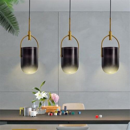 Nordic single Head Pendant Light glass Cover restaurant bar cafe coffee Hanging Light Personality creative bedside Pendant light