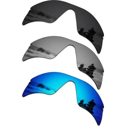 SmartVLT 3 Pieces Polarized Sunglasses Replacement Lenses for Oakley Radar Range Black & Silver Titanium & Ice Blue