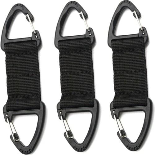 Outdoor Double Point Triangle Multifunctional Carabiner Climbing Belt Clip Nylon Key Hook Clip Buckle Webbing Hanging Hiking