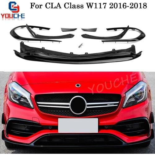 W117 Facelift Front Bumper Lip with Splitters Canards for Mercedes CLA Class C117 CLA180 CLA200 CLA250 CLA45 AMG 2017 2018