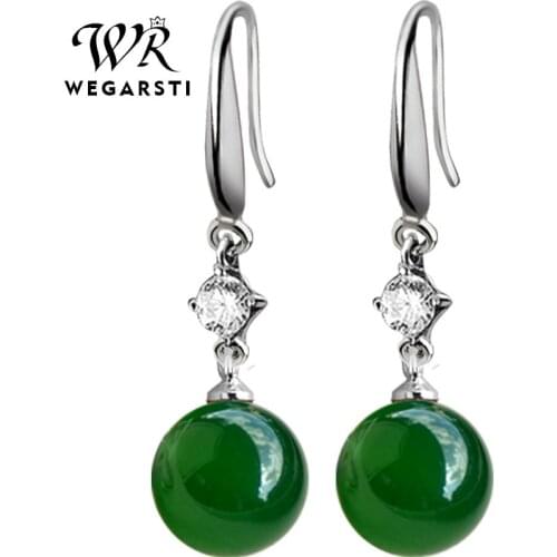 WEGARSTI 925 Sterling Silver Agate Drop Earrings For Women Gemstones Fashion Fine Jewelry Wholesale Free Shipping