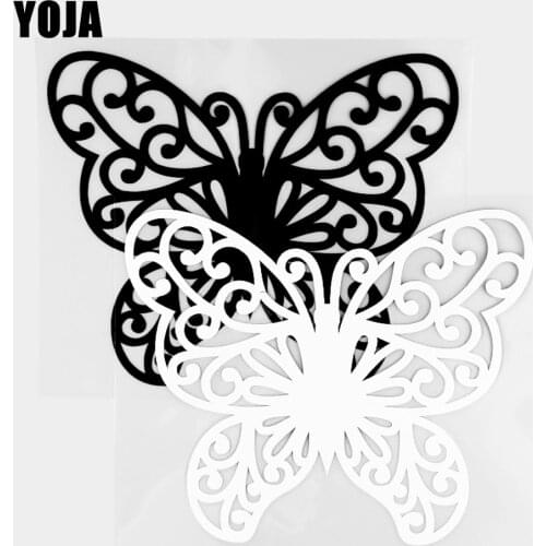 YOJA 16.2×13.2CM Cartoon Animals Beautiful Butterfly Vinyl Decal Car Stickers Black/Silver 19C-0352