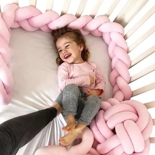 1PC 1M/2.2M/3M/4M Newborn Bed Bumper Long Knotted 4 Braid Pillow Cot Bumper Knot Crib Infant Room Decor Comfortable protector