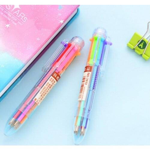 1pcs 6 color creative stationery cute multi-color ballpoint pen Colorful Stationery Creative School Supplies