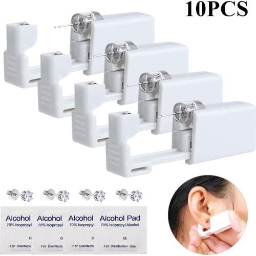 10PCS Piercing Gun to Pierce Ear Disposable Sterile Ear Piercing Unit Cartilage Tragus Helix Piercing Gun Tools Kit