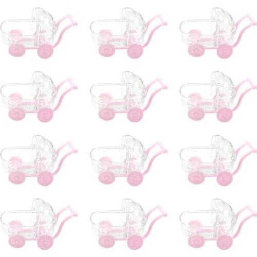 12pcs Stroller Shaped Candy Storage Boxes Chocolate Box Wedding Birthday Party Baby Shower Favor Gift Treat Box Decoration