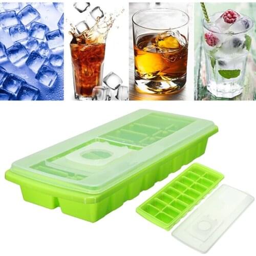 16 Cavity Ice Cube Tray Box with Lid Drink Jelly Freezer DIY Mold Maker Tool