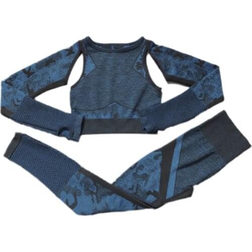 2PCS/Set Camouflage Yoga Set Women Seamless Fitness Yoga Top Sports Top+High Waist GYM Camo leggings Pants Fitness Suits Workout