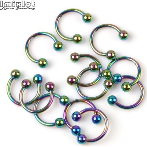 20pcs Colored Stainless Steel Nose Ring Horseshoe Piercings C Shape Clips BCR Septum Lip Piercing Fake Nose Rings Hoop For Women