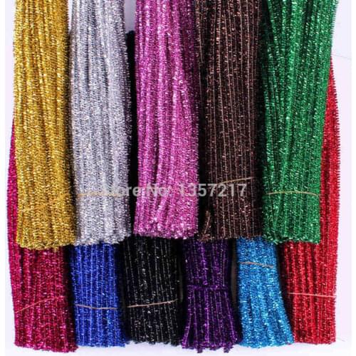Free Shipping 200Pcs Multicolor 6mm Glitter Plush Wire Flexible Flocking Craft Sticks Creativity Developing Kids DIY Toys