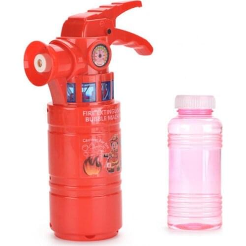 2021 Hot Sale Bubble Blower Toy Warning Sound Flashing Light Red Extinguisher Bubble Machine Nice Gift for Baby Girl