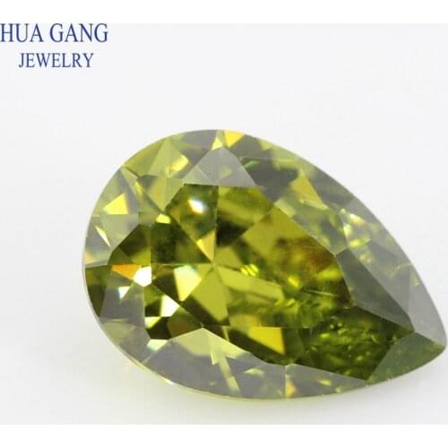 2x3~18x25mm Pear Shape Cut 5A Peridot CZ Stone Synthetic Gems Cubic Zirconia For Jewelry Wholesale Free Shipping