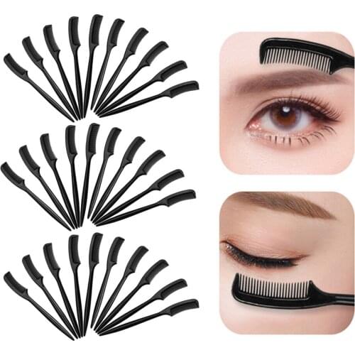 30 Packs Travel Portable Plastic Mini Eyebrow Combs Makeup Brush Mascara Wands Disposable Eyelash Extension Combs Cosmetic Tools